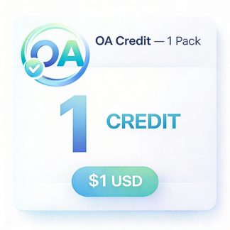 OA Credit 1 Pack, 1 digital credit, $1 USD.