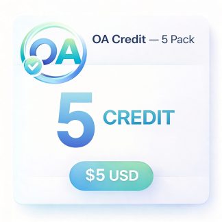 OA Credit 5 Pack, 5 digital credits, $5 USD.