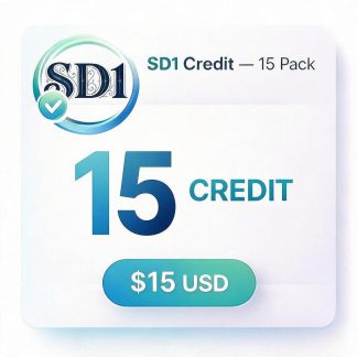 OA Credit 15 Pack, 15 digital credits, $15 USD.