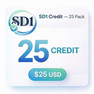OA Credit 25 Pack, 25 digital credits, $25 USD.